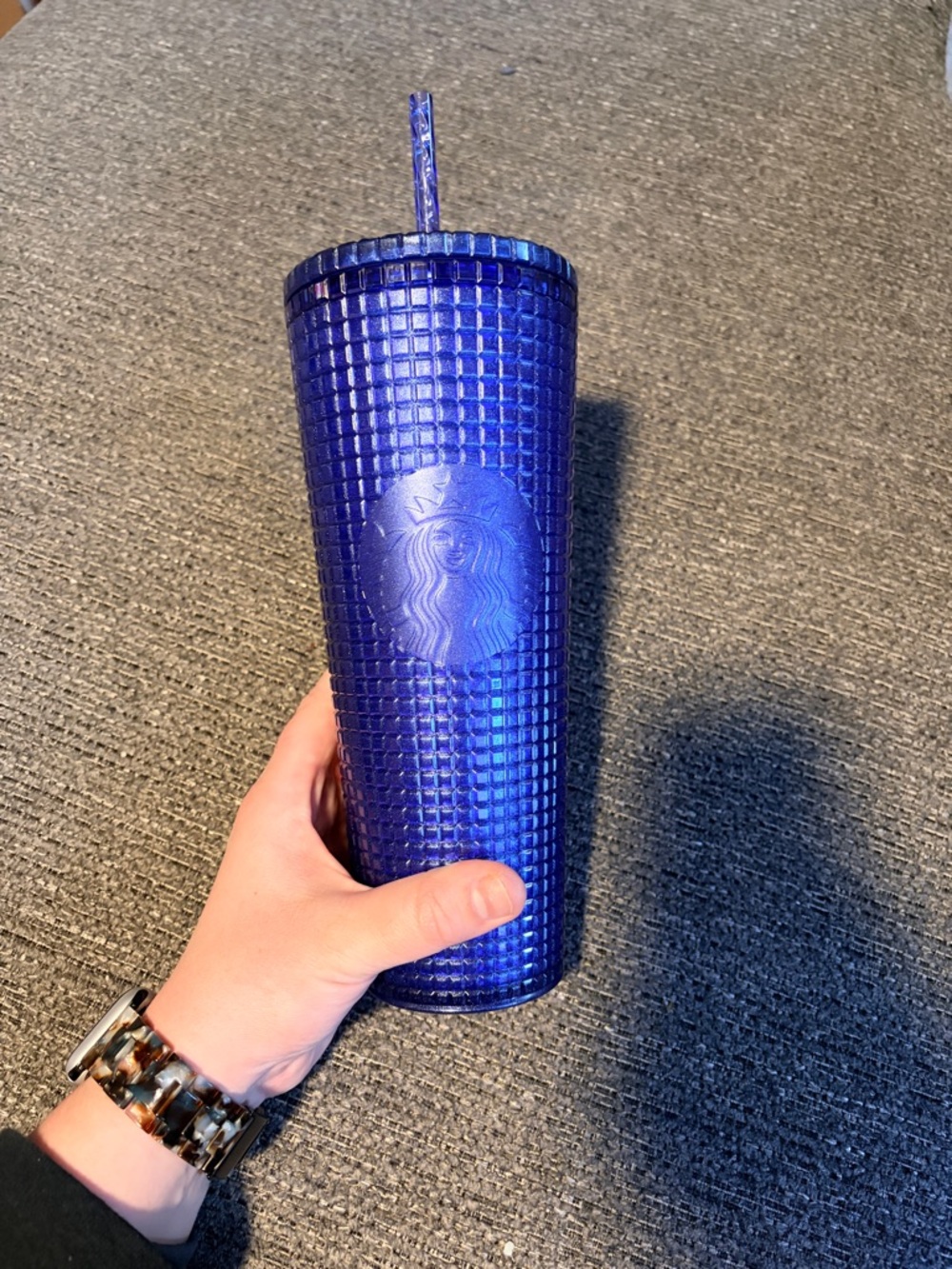 Starbucks Cobalt Blue Glitter Grid Venti Studded 24oz Tumbler - Summer 2023